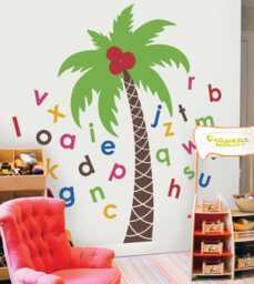 Alphabet Palm Tree Wall Decal Nursery Abc Decor - thumbnail 1