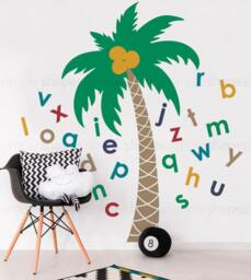 Alphabet Palm Tree Wall Decal Nursery Abc Decor - thumbnail 3