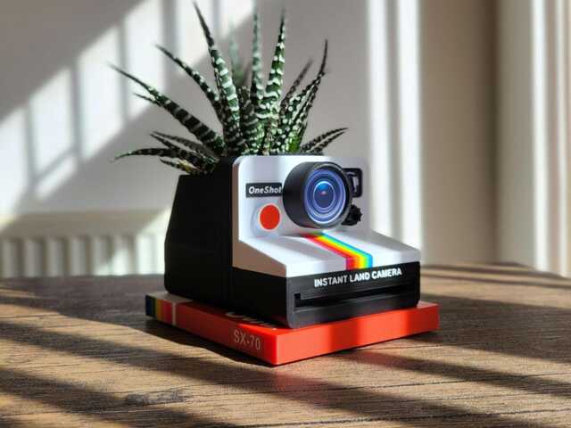 Retro Instant Camera Planter Flower Pot Desk Organiser Office Decor Home - image 1