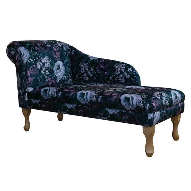 Purple Floral Chaise Longue - Velvet Indoor Sofa Lounger Handmade in Britain - image 1