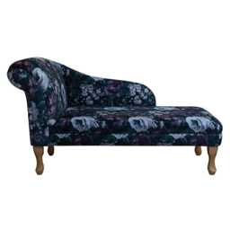 Purple Floral Chaise Longue - Velvet Indoor Sofa Lounger Handmade in Britain - thumbnail 3