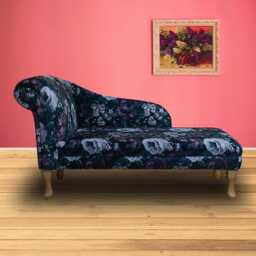 Purple Floral Chaise Longue - Velvet Indoor Sofa Lounger Handmade in Britain - thumbnail 2