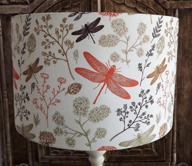 Dragonfly Floral Lampshade Shabby Chic Rustic Country Decor - image 1