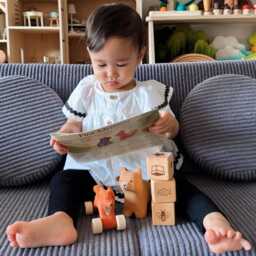 Handmade Wooden Toy Set - Bear, Fox, & Story Cubes - thumbnail 4