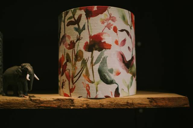 Handmade Floral Linen Drum Lampshade Voyage Autumn Jayin Fabric - image 1