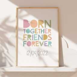 Set Of 3 Twins Bedroom Prints, Sibling Playroom, Brother Sister Wall Art, Pastel Colours, Rainbow Decor, Shared - thumbnail 3