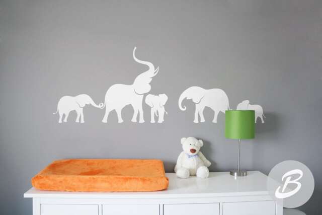 Elephant Wall Decal Nursery Large Decor With Elephant Wall Sticker Elephants Art Removable Vinyl -Ai005 - image 1