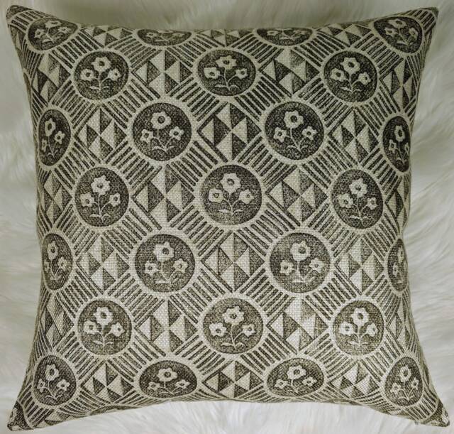 Zoffany Diamonds & Flowers Charcoal Cushion Cover Geometric & Floral. Pillow Throw Cover - image 1