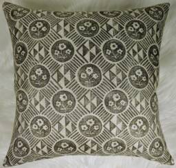 Zoffany Diamonds & Flowers Charcoal Cushion Cover Geometric & Floral. Pillow Throw Cover - thumbnail 1