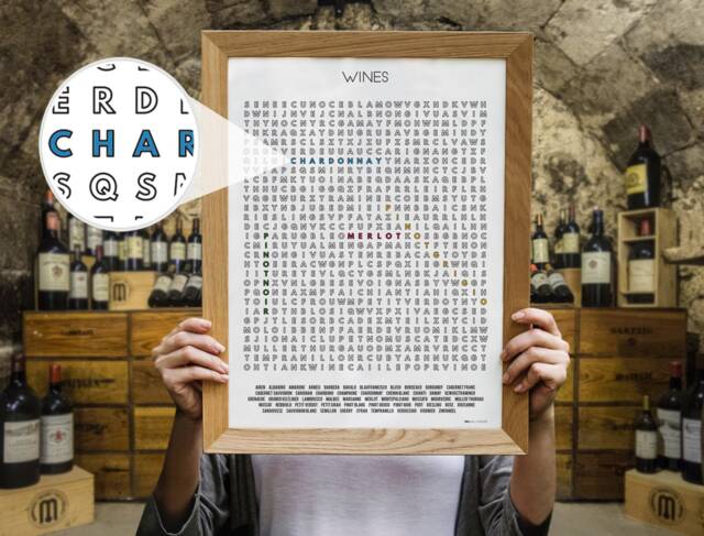 Wines Checklist, Word Search Wall Art Poster Print, Unique Wine Lover Gifts For Him/Her - image 1