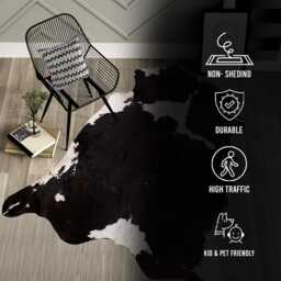 Xl Cowhide Rug - Luxurious Dark Brown & White Hair-On Leather For Modern Living - 63 X 65 Inches - thumbnail 2