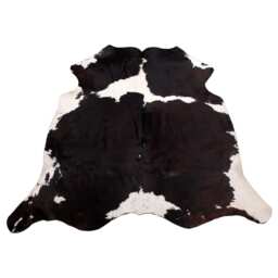 Xl Cowhide Rug - Luxurious Dark Brown & White Hair-On Leather For Modern Living - 63 X 65 Inches - thumbnail 1