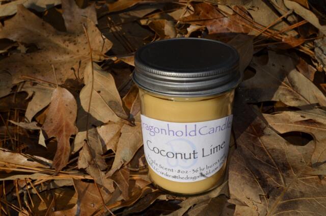 Coconut Lime 8Oz Hand Poured Candle, Soy-Paraffin, Triple Scented