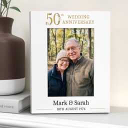 Personalised 50Th Wedding Anniversary Gifts - Golden Photo Frame - thumbnail 1