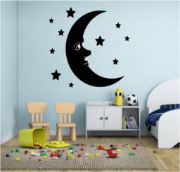 Moon & Stars Sticker Vinyl Wall Art, Decal, Sticker, Transfer, Mural, , Decor, Rent Friendly, Interior, Exterior, Full 0920 - thumbnail 1