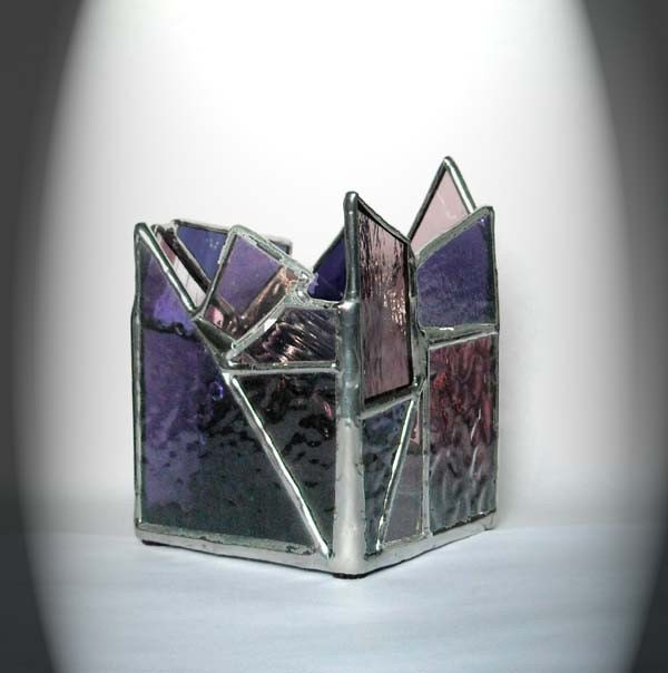 Purple Stained Glass Candle Holder - image 1