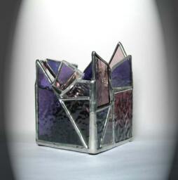 Purple Stained Glass Candle Holder - thumbnail 1