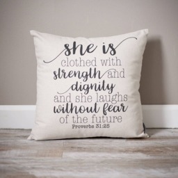 Proverbs 3125 Pillow Cover - Strength & Dignity Scripture Throw Christian Home Decor - thumbnail 3