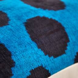 Navy Velvet Ikat Pillow Cover, Polka Dot Cushion - thumbnail 4