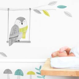 Watchful Owl - Fabric Wall Decal Woodland Mej - thumbnail 3