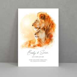 Lion & Lioness Couple Print, Custom Romantic Animal Art, Anniversary, Valentines, Wedding Gift, Watercolor Illustration, Wall Art Home Decor - thumbnail 1