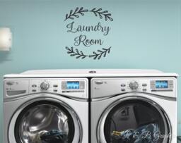 Laundry Room - Vinyl Wall Decal - Room Decor - Laurel Wreath - Lettering - Quotes - thumbnail 1