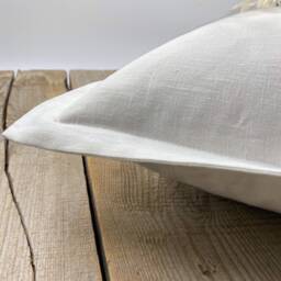 Flanged Washed Linen Pillow Case in Off White/Linen Cushion Covers With Hidden Zipper/Milk White Decorative - thumbnail 3