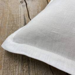 Flanged Washed Linen Pillow Case in Off White/Linen Cushion Covers With Hidden Zipper/Milk White Decorative - thumbnail 2