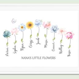 Watercolor Flowers, Family Name Wall Art, Sunflowers, Housewarming Gift, Flower Decor, Print, Our Family, Art - thumbnail 3