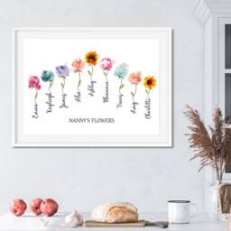 Watercolor Flowers, Family Name Wall Art, Sunflowers, Housewarming Gift, Flower Decor, Print, Our Family, Art - thumbnail 1