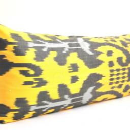Yellow Ikat Long Body Pillow Cover, Extra Lumbar - thumbnail 2