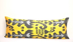 Yellow Ikat Long Body Pillow Cover, Extra Lumbar - thumbnail 1