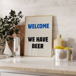 Welcome We Have Beer Print - Aesthetic Room Decor Minimalist Print Trendy Kitchen Poster Wall Art - thumbnail 3