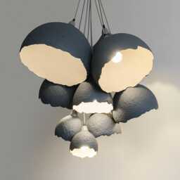 Blue Paper Mache Pendant Lamp, Modern Chandelier Lighting Grono