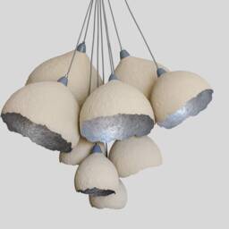Blue Paper Mache Pendant Lamp, Modern Chandelier Lighting Grono - thumbnail 3
