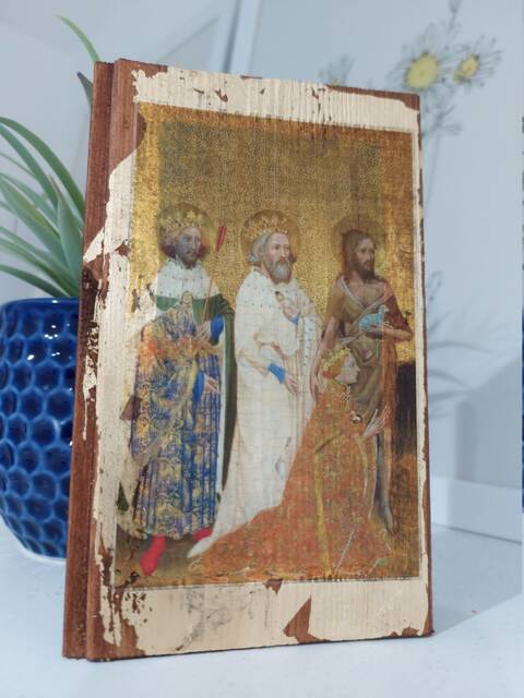 Wilton Diptych Wood Art Renaissance Religious Painting With Gold - image 1