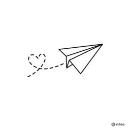 Wall Sticker Paper Plane Heart Loop Illustration Tattoos Paper Planes Decals Stickers Nursery Pictures Decor Motifs Baby Room Diy - thumbnail 2