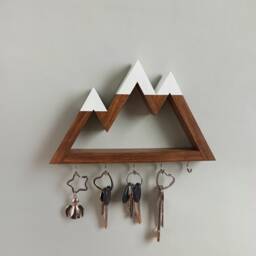 Wooden Wall Key Holder - Snow Capped Mountain Decor
