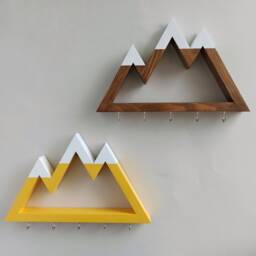 Wooden Wall Key Holder - Snow Capped Mountain Decor - thumbnail 3