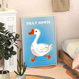Silly Goose Funny Art Canvas Poster, Cartoon Wall Art, Aesthetic Decor, Retro Home Printed Gift - thumbnail 3