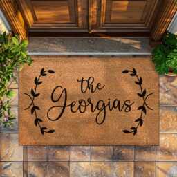 Cute Leaf Border Handwritten Family Name Gift Door Mat - Personalized Doormat Customized Welcome Feminine Housewarming - thumbnail 3