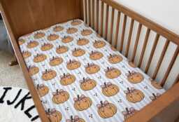 Pumpkins - Stripes Blue, Bedding, Duvet Covers, Fitted Sheets, Festive Bedding, Spooky Halloween, Kids Bedding