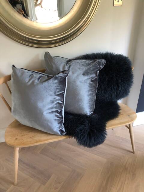 Gorgeous Pewter Grey Blue Silky Velvet Scatter Cushions, Cushion, Variety Of Colours, Luxury Home Decor, Interior Design - image 1
