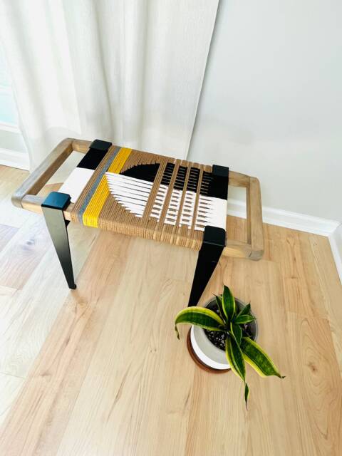 Hand-Woven Entryway Bench Mcm Style End Of Bed & Mudroom Seating - Custom-Made, Multiple Sizes - image 1