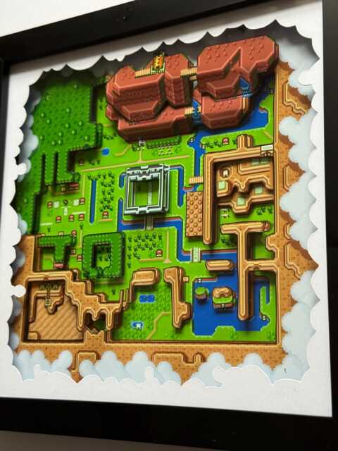 Zelda A Link To The Past Hyrule Map 3D Shadow Box Art - image 1