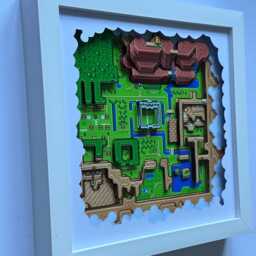 Zelda A Link To The Past Hyrule Map 3D Shadow Box Art - thumbnail 3