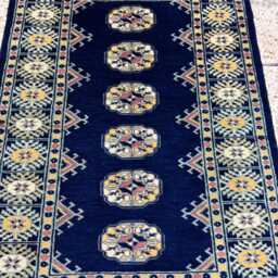 2.6x4 Navy Blue Bokhara Rug - 0.80x1.20 Bedroom Luxury Area Turkish Fine Quality Afghan - thumbnail 3
