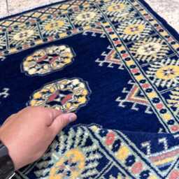 2.6x4 Navy Blue Bokhara Rug - 0.80x1.20 Bedroom Luxury Area Turkish Fine Quality Afghan - thumbnail 4