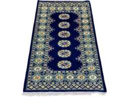 2.6x4 Navy Blue Bokhara Rug - 0.80x1.20 Bedroom Luxury Area Turkish Fine Quality Afghan - thumbnail 1