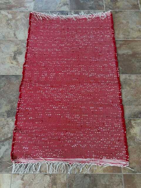 Red Rug, Cotton Made From Lanyard Remnants, Kitchen Bathroom Bedroom, Accent 2 Rugs Available For Sale - image 1